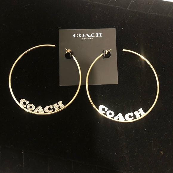 Pave’ Coach Large Hoop earrings Brand New with tags - Picture 3 of 7